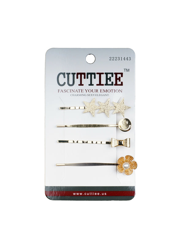 CUTTIEE Metal Hair Pins with a Stone 4PC