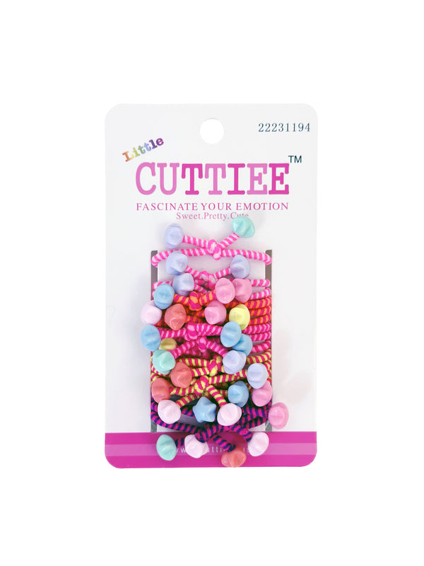 CUTTIEE 2mm Colorful Elastic Hair Band with Charms 15PC