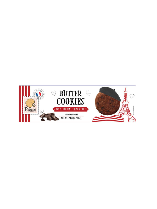 Pierre Biscuiterie French Butter Cookies with Dark Chocolate & Sea Salt 5.29oz