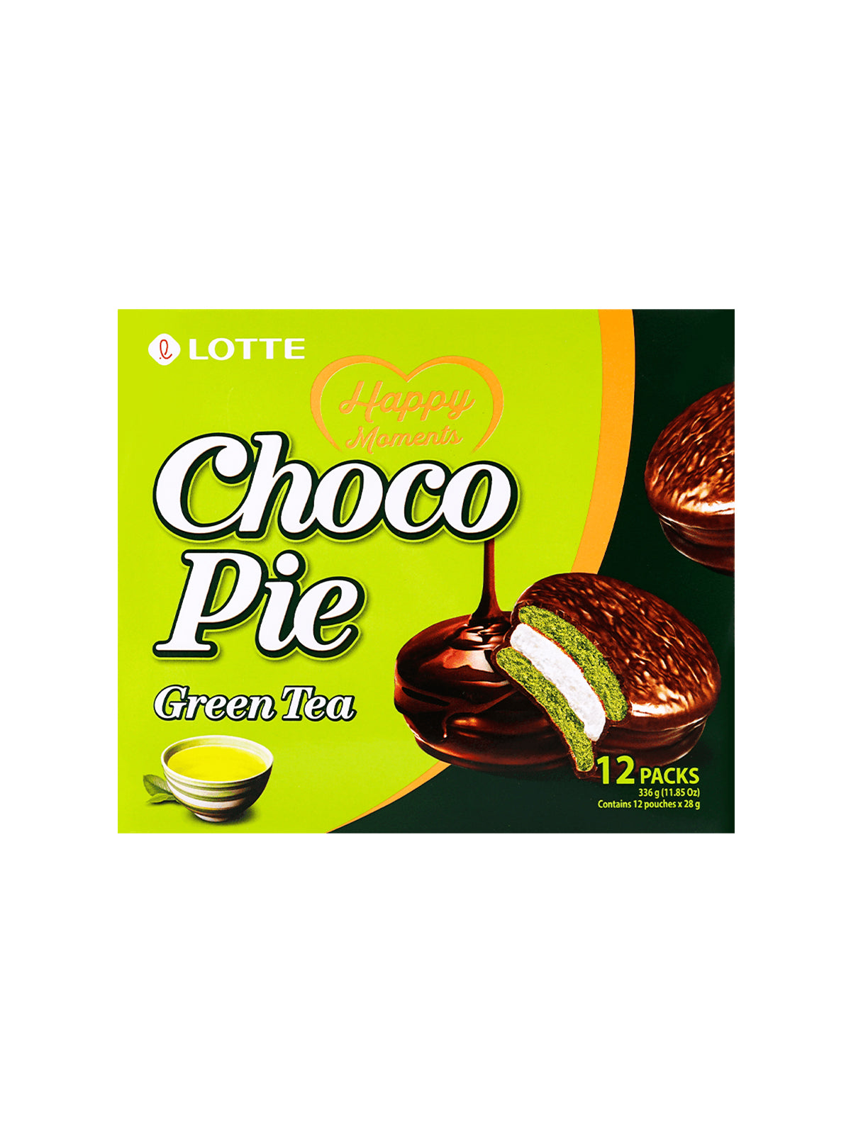 LOTTE Choco Pie (Green Tea) 12PC 11.85oz(336g) TIMELY BASKET