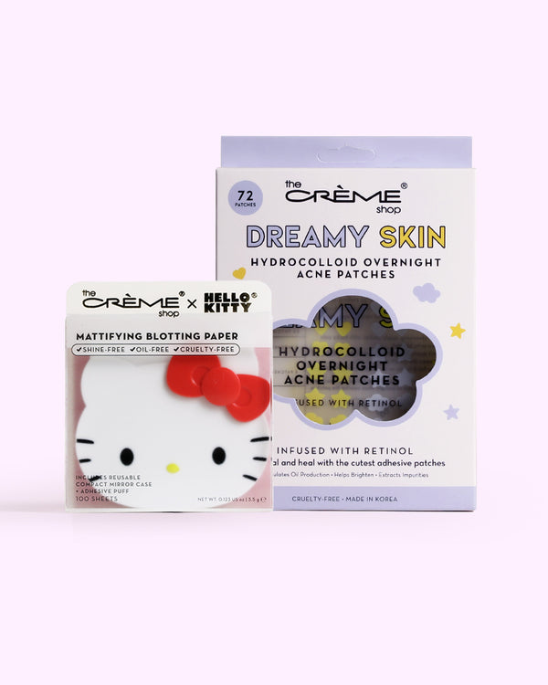 THE CREME SHOP Hello Kitty Blotting Paper with Mirror and Dreamy Acne Patches SET