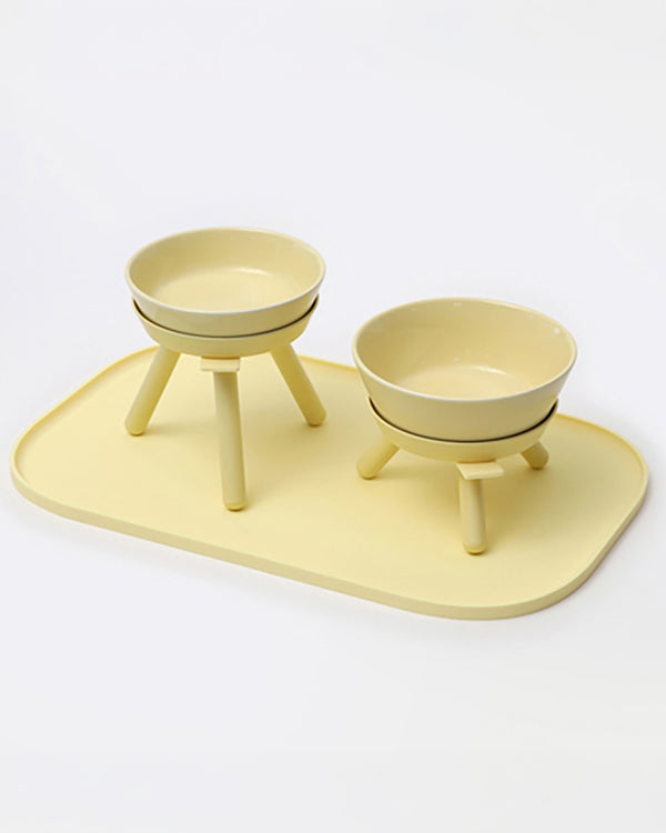PETS SO GOOD Oreo Elevated Pet Feeder Table - Lemon Yellow