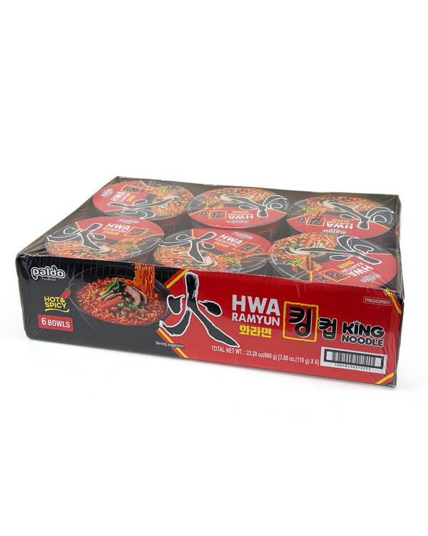 PALDO Hwa Ramen Hot & Spicy King Cup Noodle 110g(3.88oz)x6 [CASE]